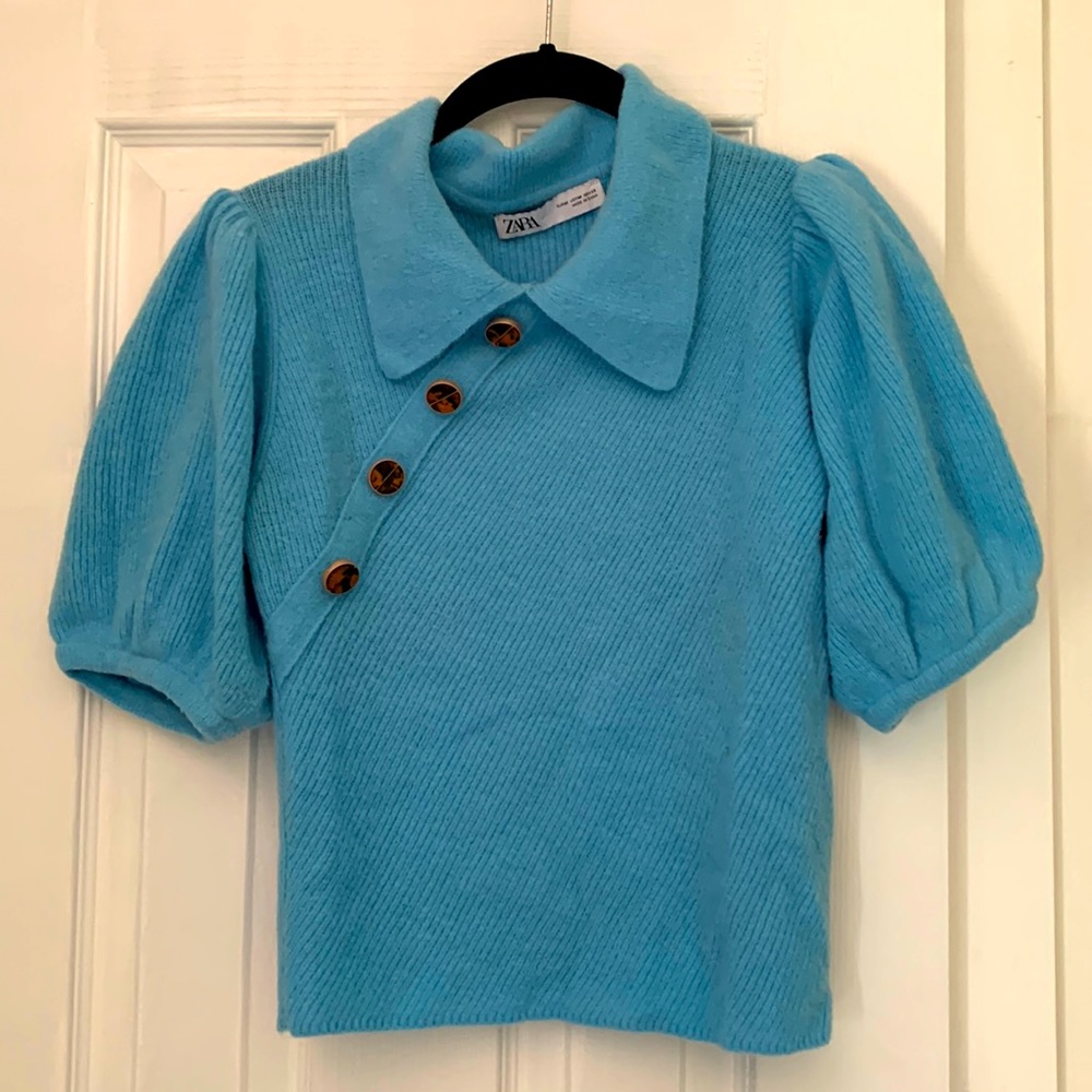 Zara Puff Sleeve Crop Sweater